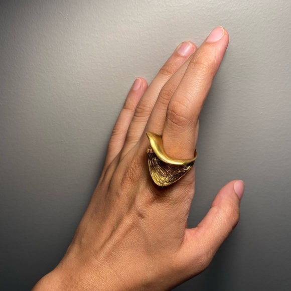 Brass silver plated wave statement ring (brand new) - Picture 4 of 6